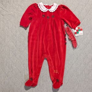 First Impressions Red Footie with White Collar